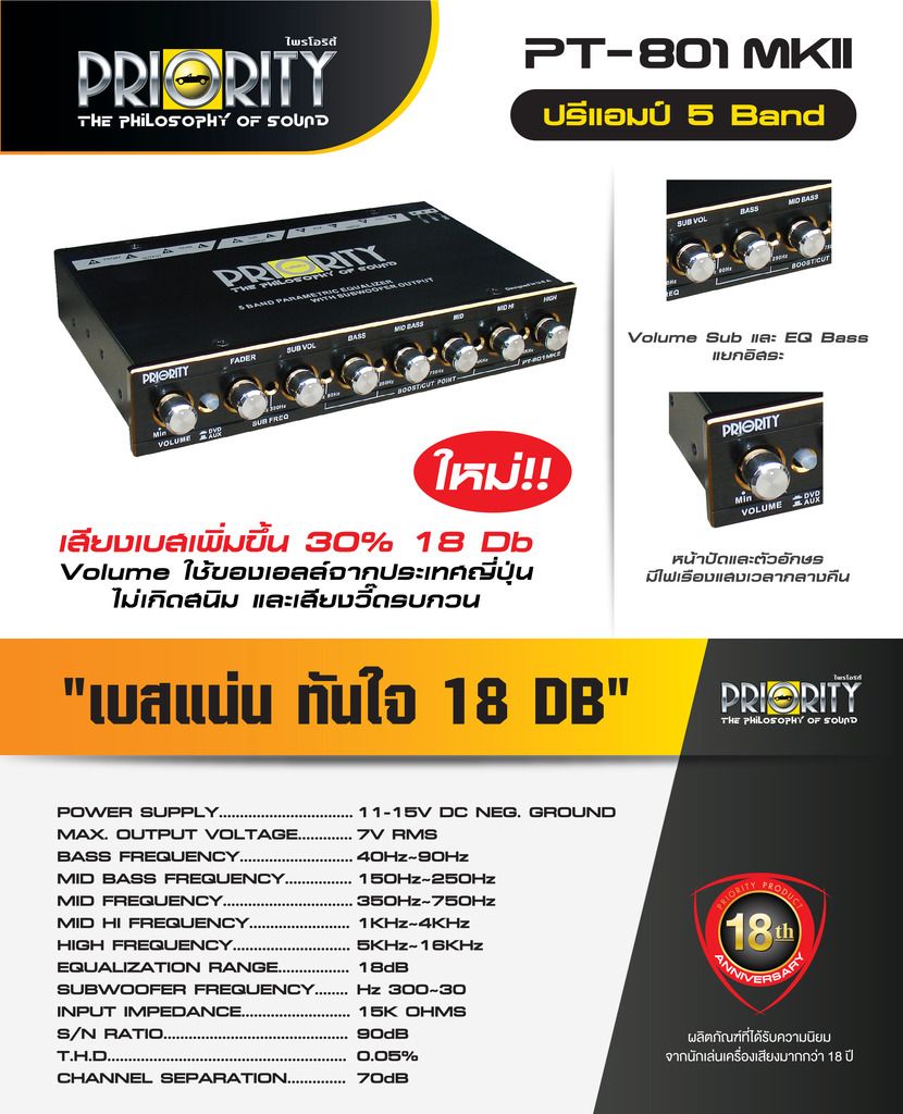 Sell PRIORITY 5 bands Parametric Equalizer EQ Car Audio preamplifier